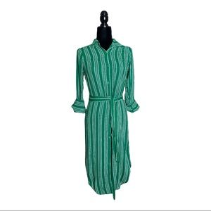 Maeve by Anthropologie Green Striped Button Down Dress Size 4